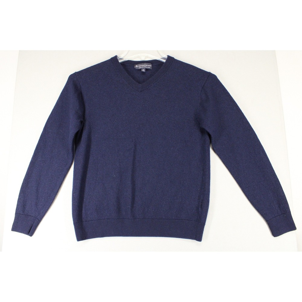 Hart Schaffner Marx Sweater V-Neck Mens M Navy Blue Merino Wool Preppy Minimal